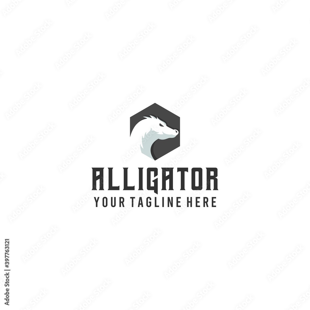 Obraz premium Creative hexagon alligator logo design