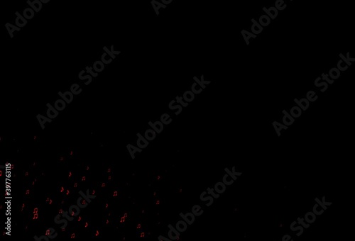 Dark Red vector background with music symbols.