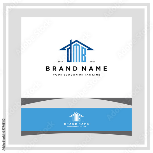 letter DMC home roof logo design and business card vector photo