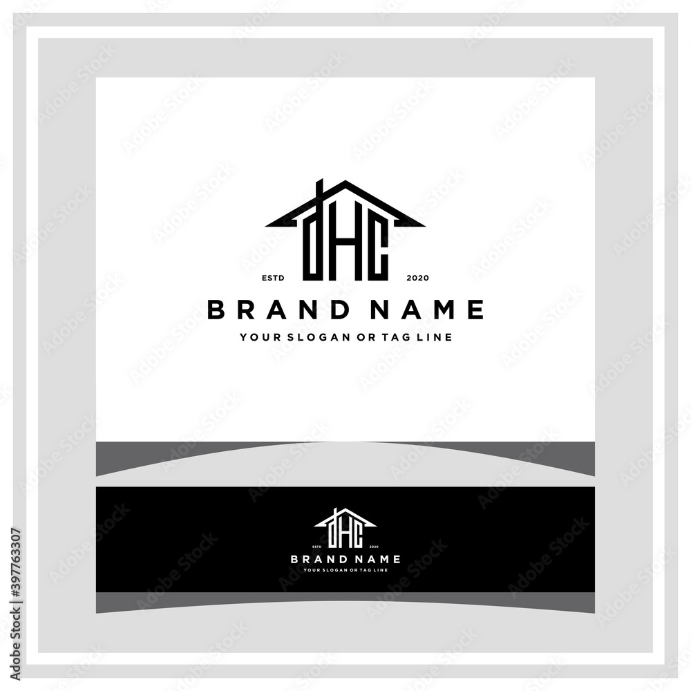 Letter Dhc Home Roof Logo Design And Business Card Vector Stock Vector Adobe Stock