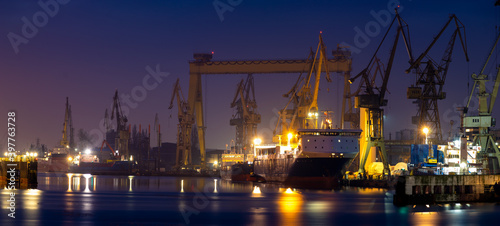 Night panorama of the industrial landscape