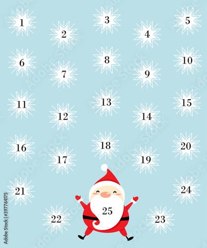 Christmas calendar with Santa Claus. Advert Calendar