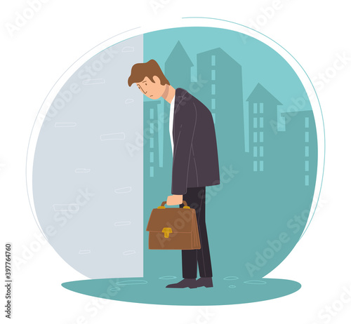 Sad businessman or employee got fired, unemployed