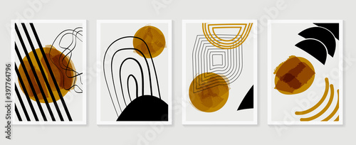 Abstract wall arts vector collection.  Earth tones organic shape Art design for poster, print, cover, wallpaper, Minimal and  natural wall art. Vector illustration. © TWINS DESIGN STUDIO
