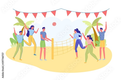 Summer Beach Party Sports Entertainment Event Vector Illustration