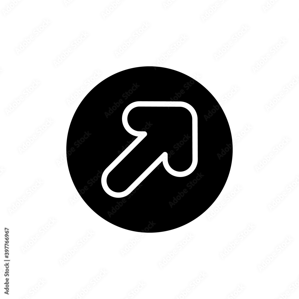 Arrow black glyph icon. Showing path for user. Direction sign for your app development. Interface ui component creation. Silhouette symbol on white space. Vector isolated illustration Arrow black glyph icon. Showing path for user. Direction sign for your app development. Interface ui component creation. Silhouette symbol on white space. Vector isolated illustration
