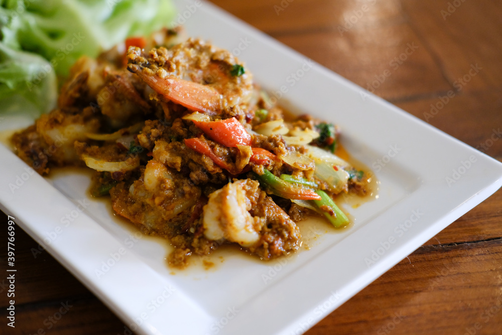 shrimp stir fried with curry powder paste shrimp stir fried with curry powder paste