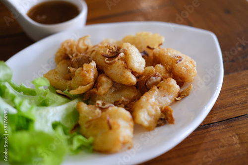 fried fish fillet with tamarind sauce