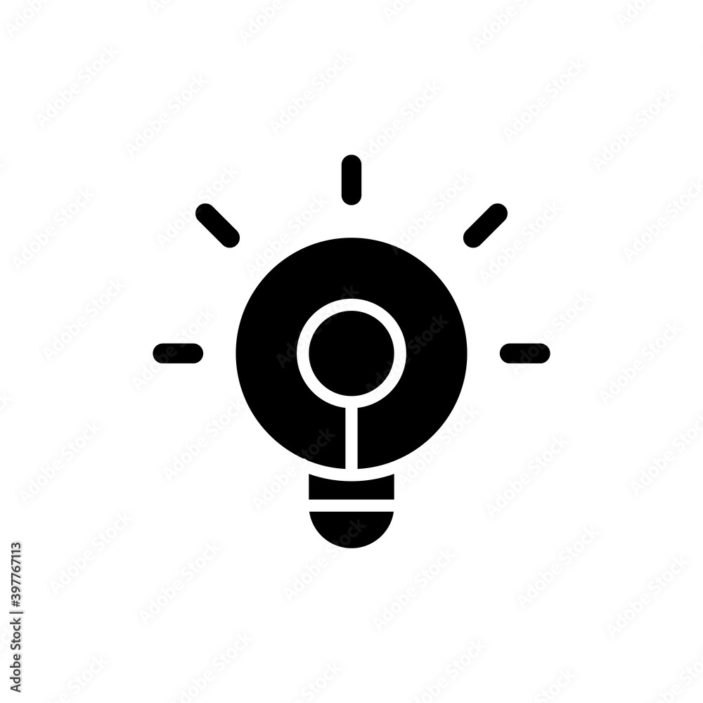 Bright black glyph icon. Smartphone app for controlling lights. Smart home application interface items. Friendly usage experience. Silhouette symbol on white space. Vector isolated illustration