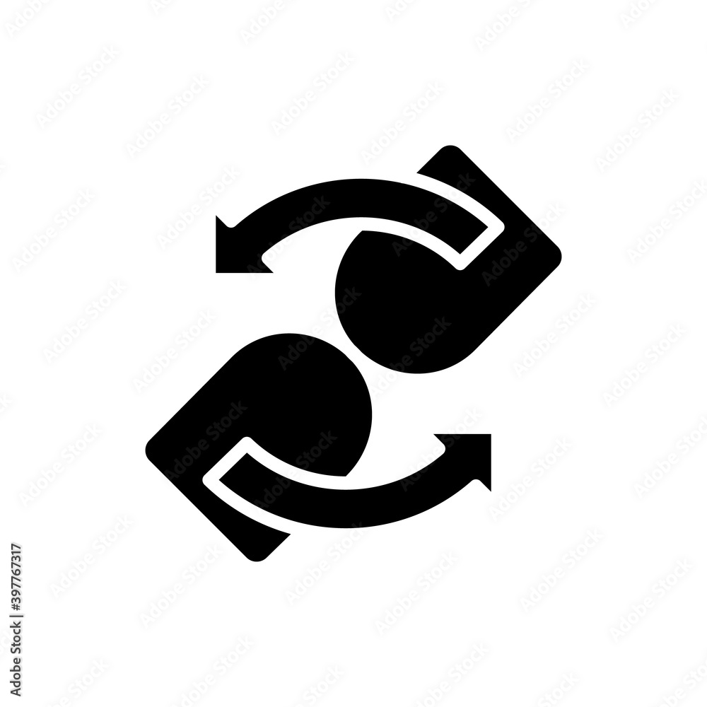 Loading black glyph icon. Waiting for data income from remote server. Time needed for application to render different pages. Silhouette symbol on white space. Vector isolated illustration Loading black glyph icon. Waiting for data income from remote server. Time needed for application to render different pages. Silhouette symbol on white space. Vector isolated illustration