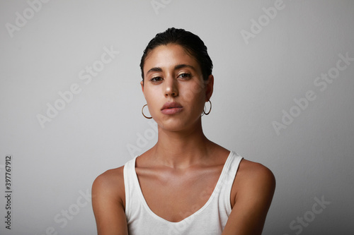 Portrait of attractive young woman with clean perfect skin with natural make-up.