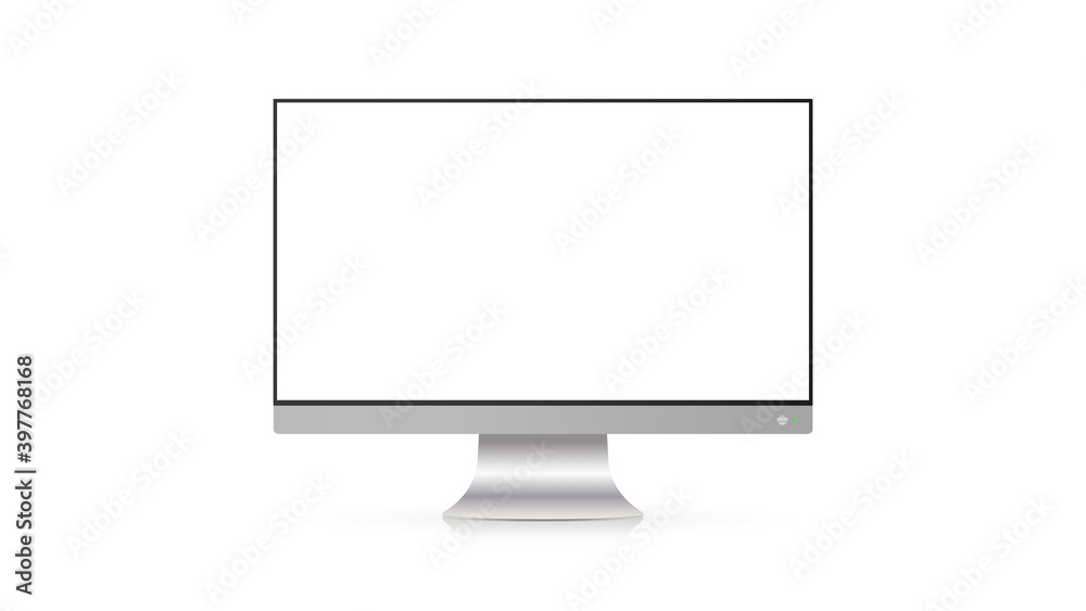 Modern glossy white screen monitor. For advertising design. Isolated over white background. Vector eps10