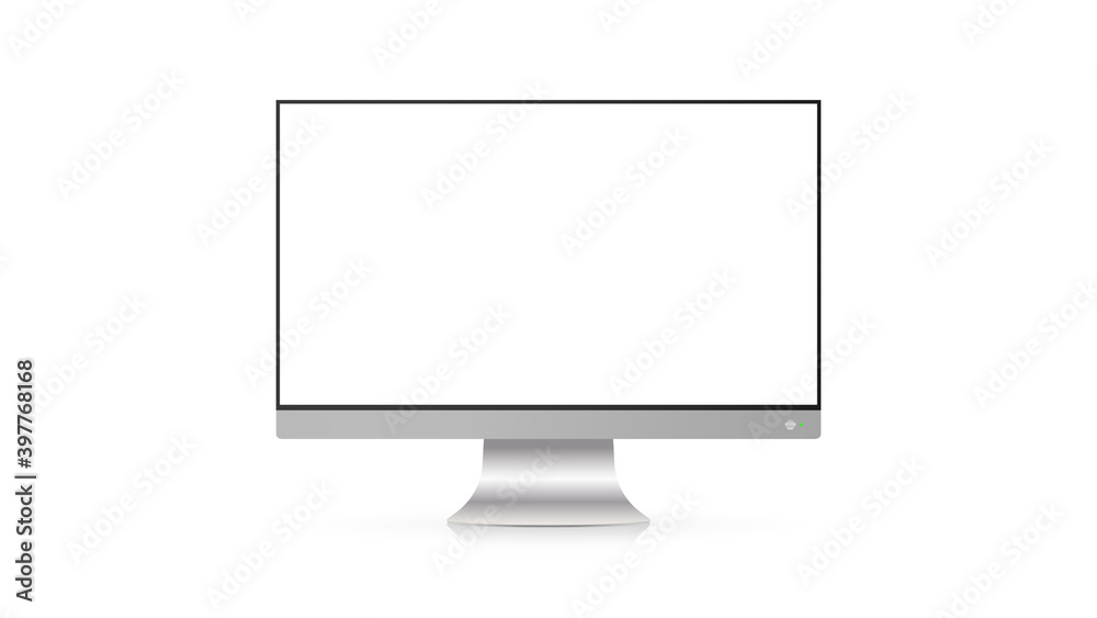 Modern glossy white screen monitor. For advertising design. Isolated over white background. Vector eps10 Modern glossy white screen monitor. For advertising design. Isolated over white background. Vector eps10