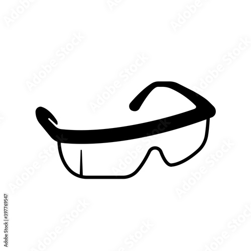 Eye Protection Black Icon, Vector Illustration, Isolate On White Background Label. EPS10