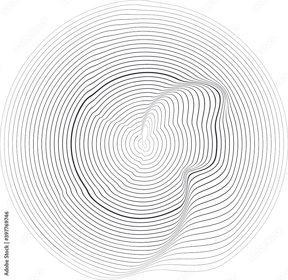 Flow Lines in Circle Form . Spiral Vector Illustration .Technology round Logo . Design element . Abstract Geometric shape . Striped border Flow Lines in Circle Form . Spiral Vector Illustration .Technology round Logo . Design element . Abstract Geometric shape . Striped border