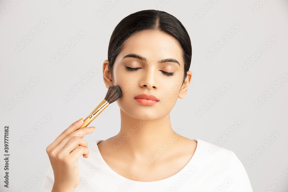 Beauty self makeup pretty woman portrait studio shot. Beauty self makeup pretty woman portrait studio shot.
