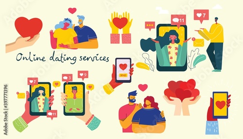 Illustration of a Couple Having an Online Romance