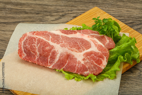 Raw pork meat neck steack