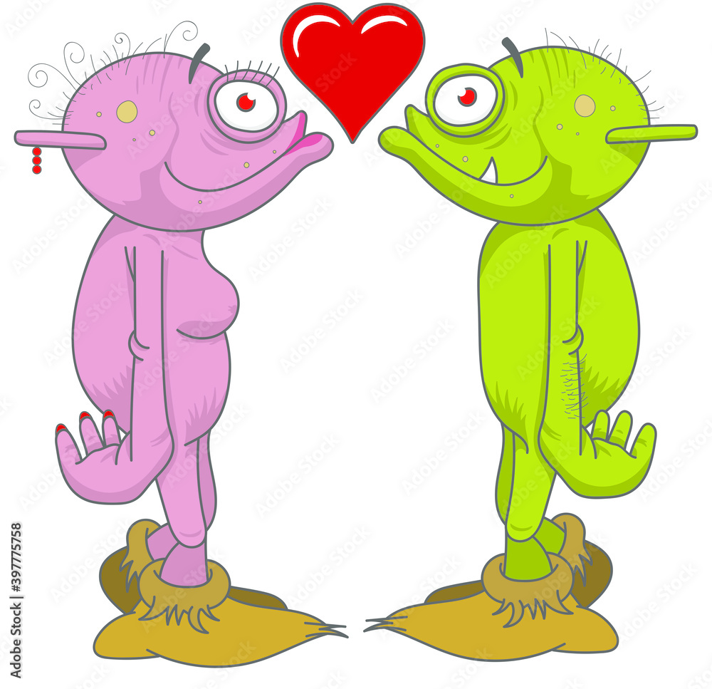 Fototapeta premium Saint-Valentin : Monstres amoureux