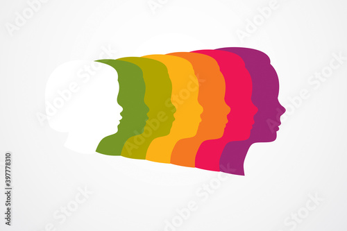 Girl maturation age years concept, adulthood idea, the time of life, periods and cycle of life, growing old, from infancy to maturity. Vector simple classic icon or logo design.