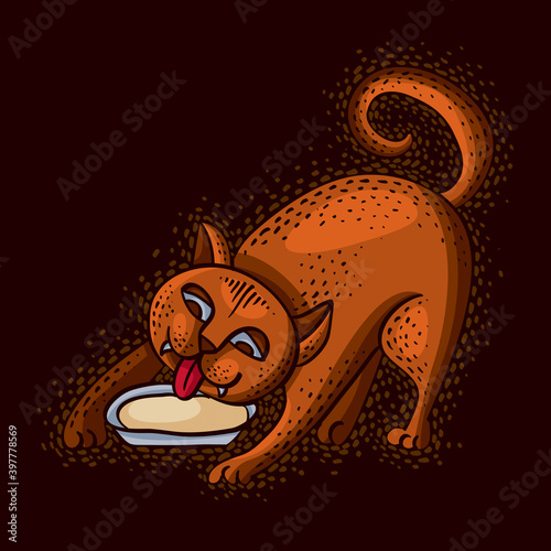 Cute cartoon doodle red cat...