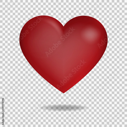 Realistic Red Valentine Heart. Vector illustration.