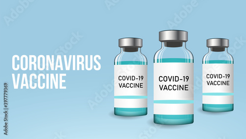 Vector coronavirus vaccine background. Vaccination against the Covid-19 coronavirus with a vaccine in a vial. Vector illustration.