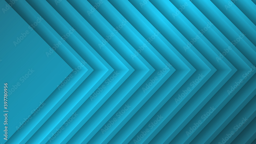 Fototapeta premium Abstract geometric monochrome background in turquoise colors. 3d repeating triangular shapes with shadows.