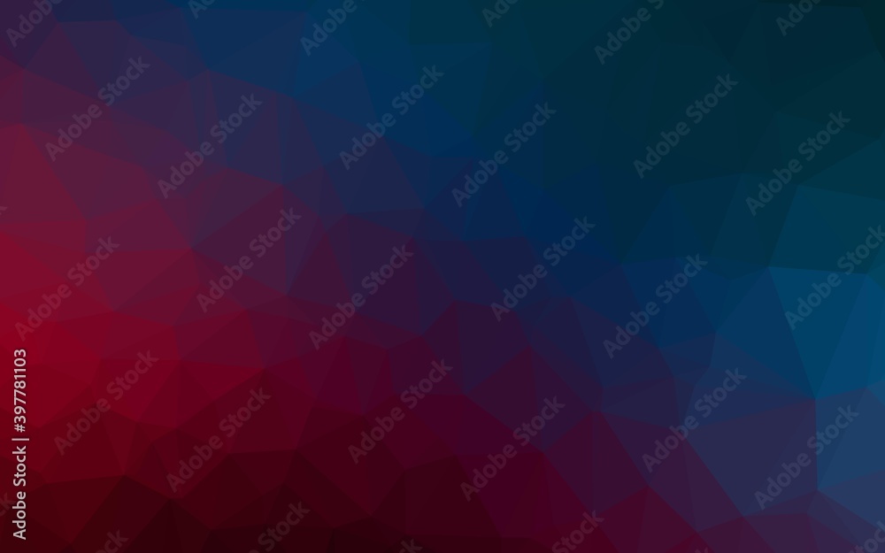 Dark Blue, Red vector abstract polygonal layout.