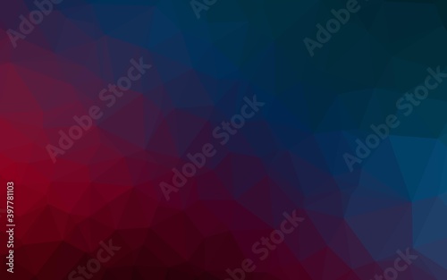Dark Blue, Red vector abstract polygonal layout.