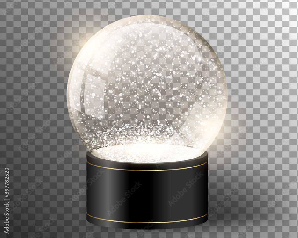 Black vector snow globe empty template isolated on transparent ...