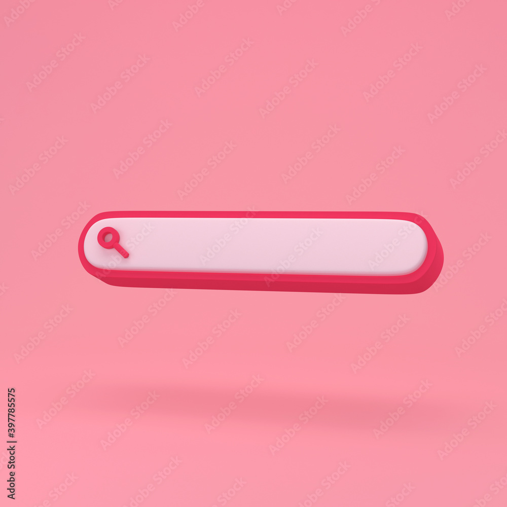 Blank search bar on pink background minimal concept. web search concept with copy space for text. 3d rendering Blank search bar on pink background minimal concept. web search concept with copy space for text. 3d rendering