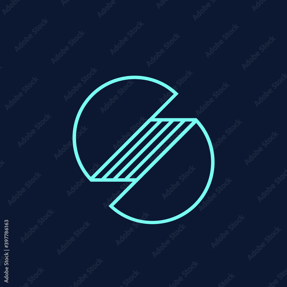 Letter S logo.Neon color lettering icon.Alphabet initial isolated on dark background.Modern, geometric, tech, web style character.Bold sign.Abstract shape. Letter S logo.Neon color lettering icon.Alphabet initial isolated on dark background.Modern, geometric, tech, web style character.Bold sign.Abstract shape.