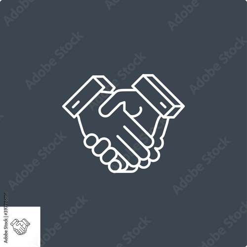 Handshake Related Vector Line Icon. Isolated on Black Background. Editable Stroke. © A Oleksii