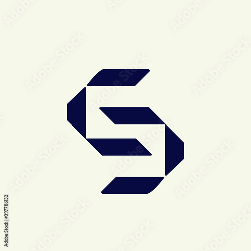 Free Download Letter S logo.Minimalist lettering icon.Alphabet initial isolated on light background.Modern, geometric, web, tech style character.Bold sign.Abstract shape. - GFXLoad