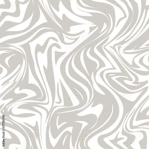 Abstract seamless pattern. Fluid monochrome texture. Background with liquid marble effect. Distorted blots stains. Creative design for prints. Repeating striped ripple tileable. Bold waves. Vector