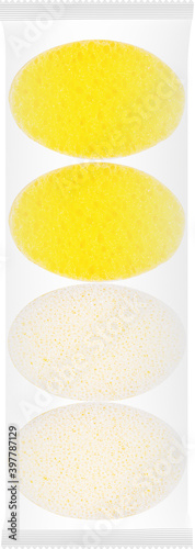 Yellow sponge for dish washing isolated on white background
