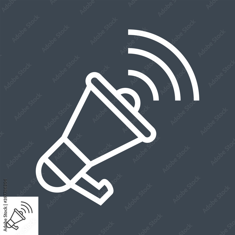 Loudspeaker Thin Line Vector Icon. Flat icon isolated on the black background. Editable EPS file. Vector illustration. Loudspeaker Thin Line Vector Icon. Flat icon isolated on the black background. Editable EPS file. Vector illustration.