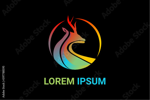 Deer logo gradient. Modern animal concept