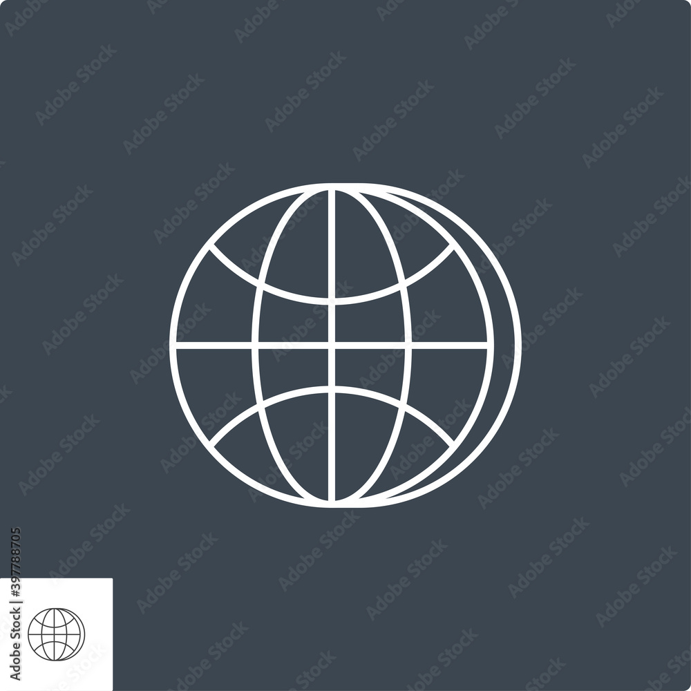 Globe Related Vector Line Icon. Isolated on Black Background. Editable Stroke. Globe Related Vector Line Icon. Isolated on Black Background. Editable Stroke.