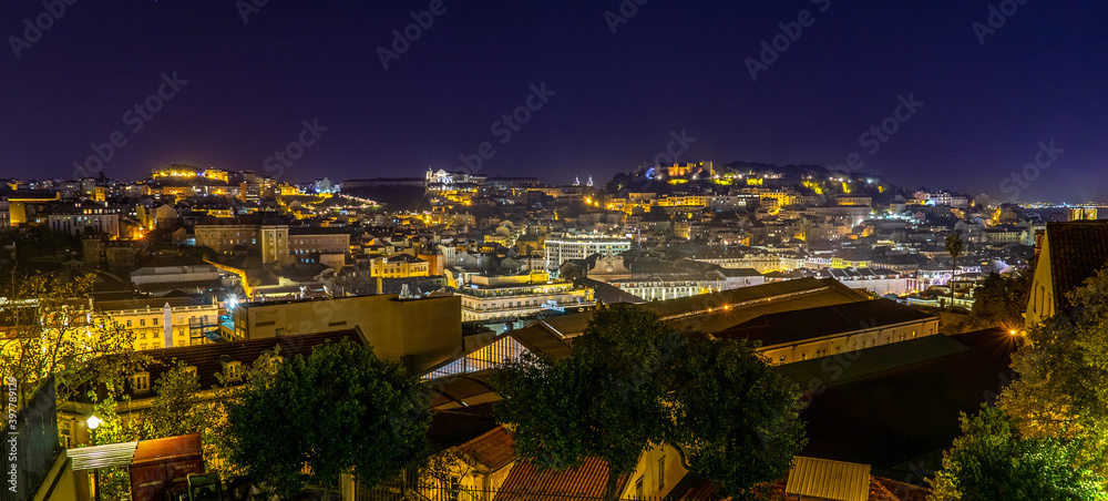 Night panorama of Lisbon, Portugal