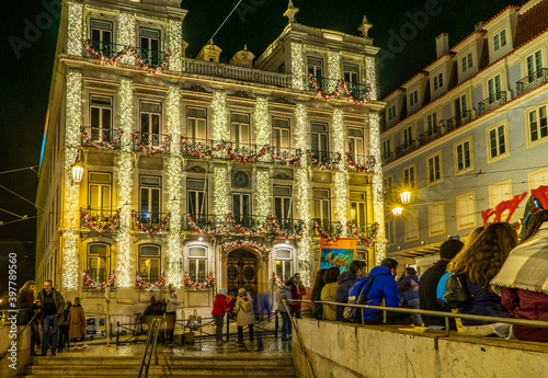 New Year lights, Lisbon, Portugal