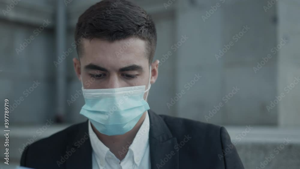 Office Man Working with Facemask COVID 19 Office Man Working with Facemask COVID 19