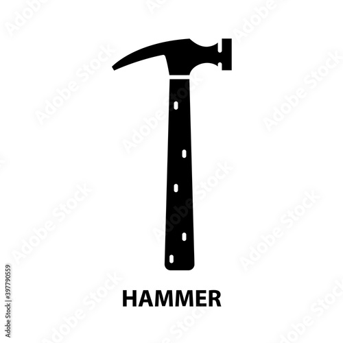 hammer icon, black vector sign with editable strokes, concept illustration