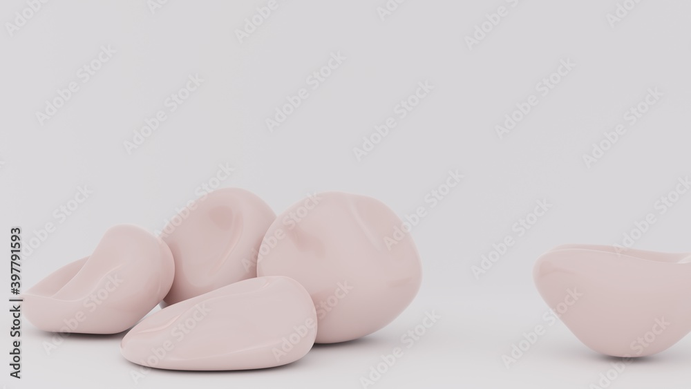 Color balls bounce on white background. 3d render of elastic shapes falling. Color balls bounce on white background. 3d render of elastic shapes falling.