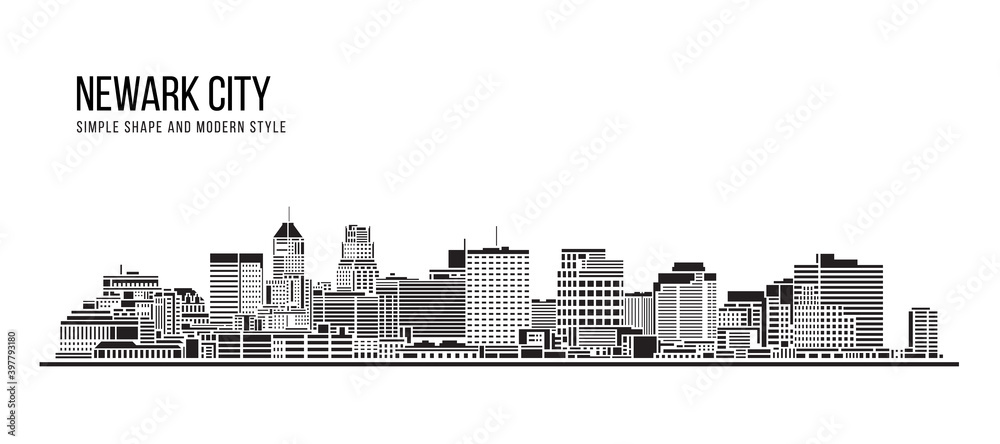 Cityscape Building Abstract Simple shape and modern style art Vector design - Newark city