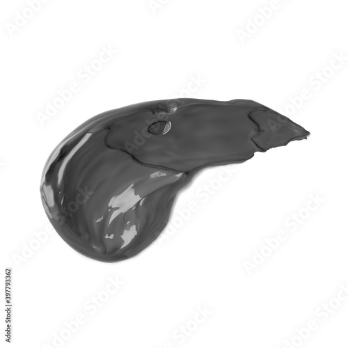 Smear black clay mask or cleanser realistic vector illustration isolated on white background. Beauty cosmetic creamy texture. Skincare product smudge