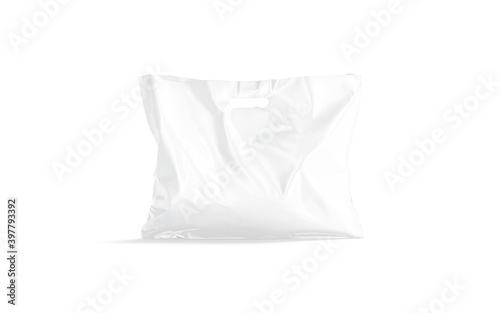 Blank white die-cut full plastic bag with handle hole mockup