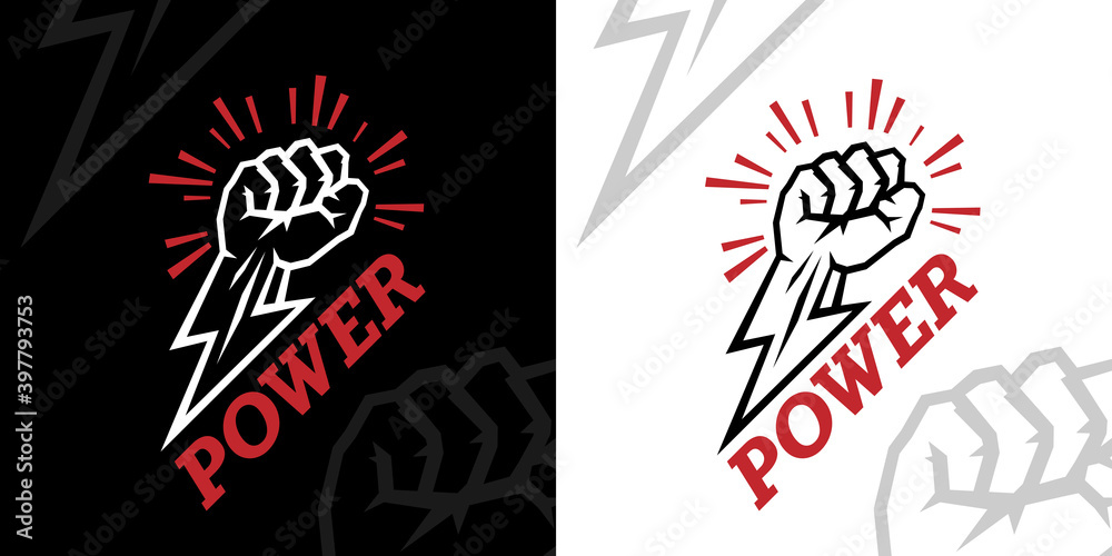 Fist logo. Power punch icon. Protest strike sign. Revolt symbol. Vector ...