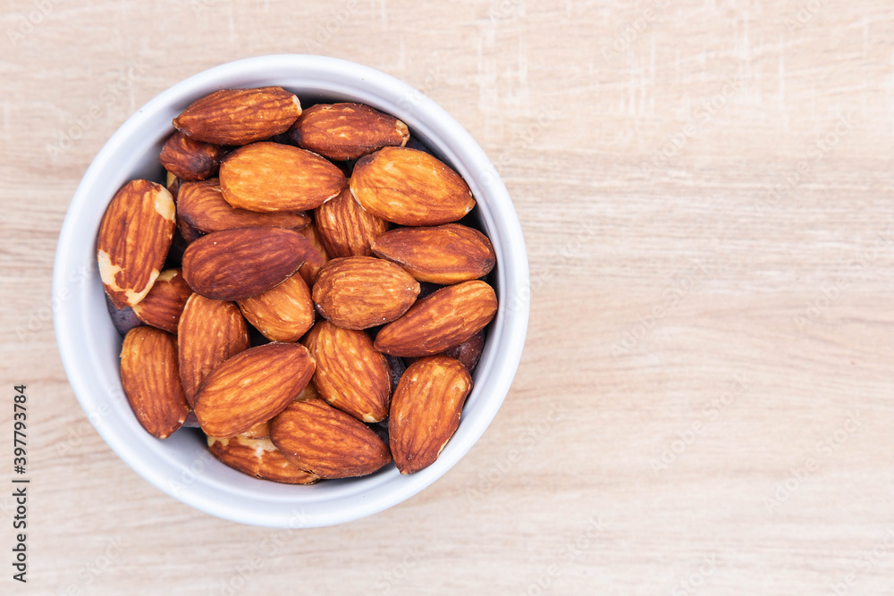 .Almond seeds for health on the table